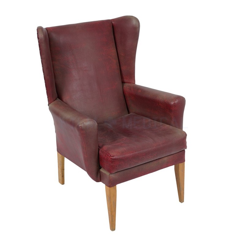  Red PVC Armchair Sun Faded